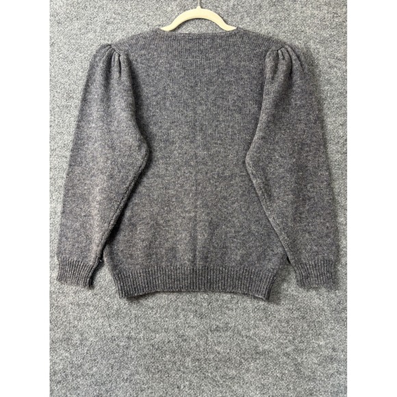 Northern Isles Cardigan Women Small Gray Vintage Wool Blend Floral Embroidered - Picture 6 of 8